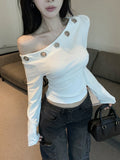 Spice Girls Rivets With Long-Sleeved T-Shirts 2026 Spring And Autumn New Folds To The Bottom Shirt Wear