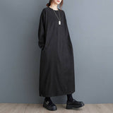 Real Shooting In The Autumn Of 2026 New Simple Dark Texture Languid Leisure Loose Thin Sleeve Dress