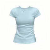 2026 New Round Collar Slimming Simple Temperament Commuting Han Linen Short-Sleeved T-Shirt Dress