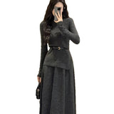 KANING Korean Knitwear Two Sets Of Atmosphere Feel Autumn And Winter New French High-End Sweater Half-Dress Skirt Set