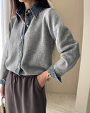 2026 New Net Red The Same Girl Knitting Two Splicing Tops Fashion Cardigan