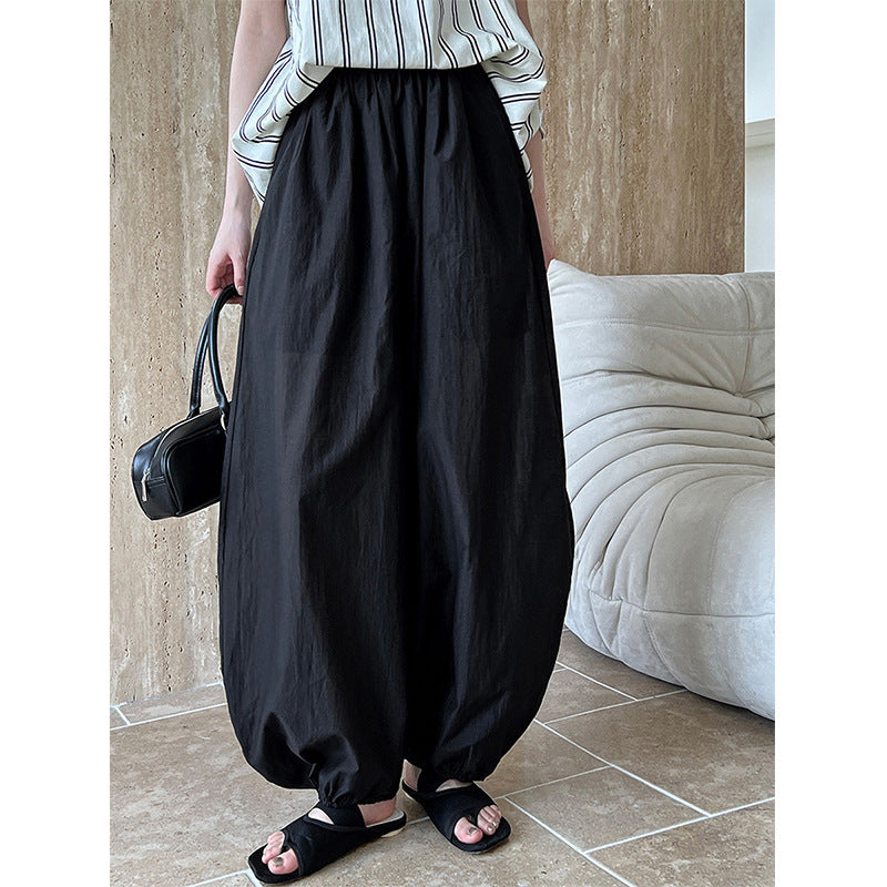 Summer Japan And South Korea New Large-Size Loose Lantern Trousers Women's Design Wide Leg Pants Cotton Trousers