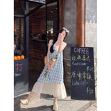 French Red Fake Two-Piece Tender Lace Dress Women Summer Seaside Holiday Temperament Long Dress