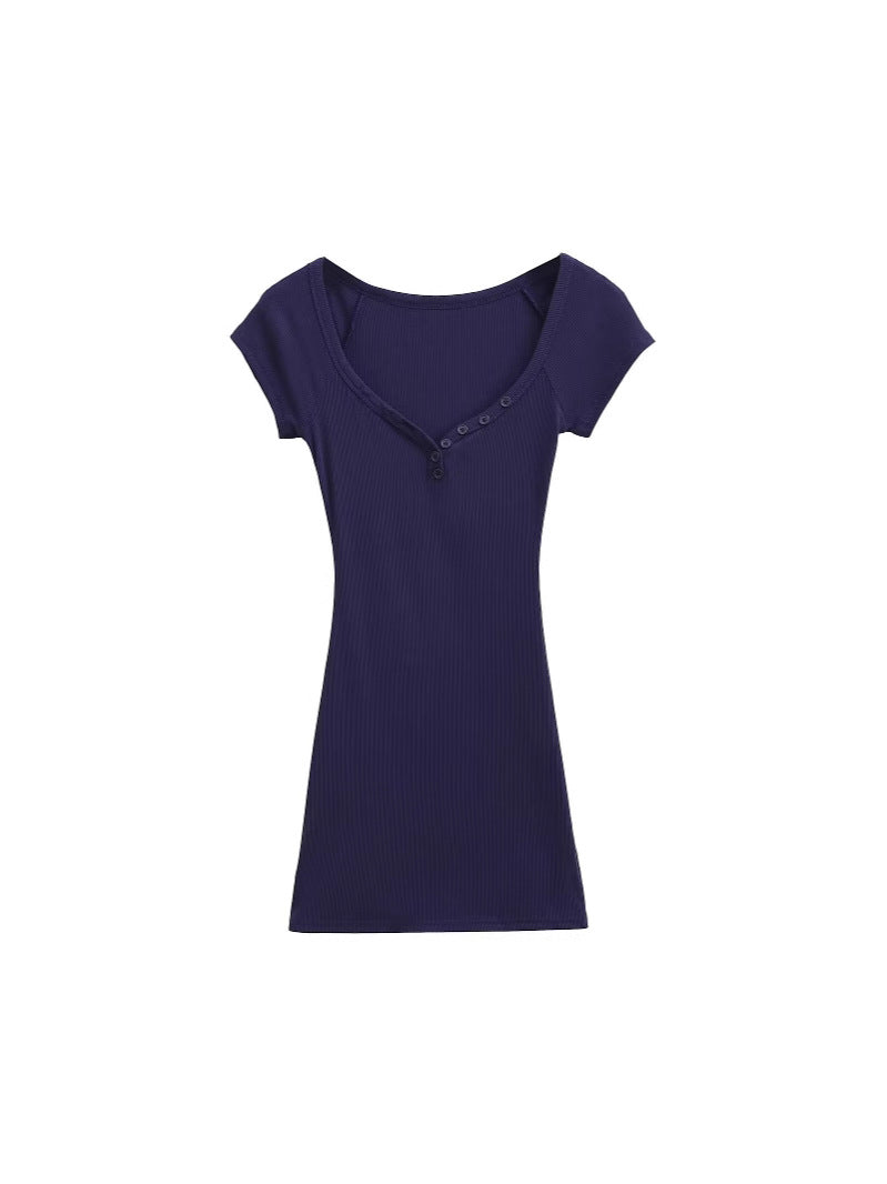 Spice Girls New Solid Color 2025 Summer Babes Heart Collar Thin Ass Hip Dress Skirt