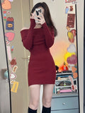 Pure Lust Wind Black Word Shoulder Sexy Hot Girl Long-Sleeved Dress Women Autumn And Winter Dress Dress Tide