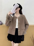 KANING Pink Yangerming Knitted Cardigan 2026 Autumn New Women's Sweater Coat Woman