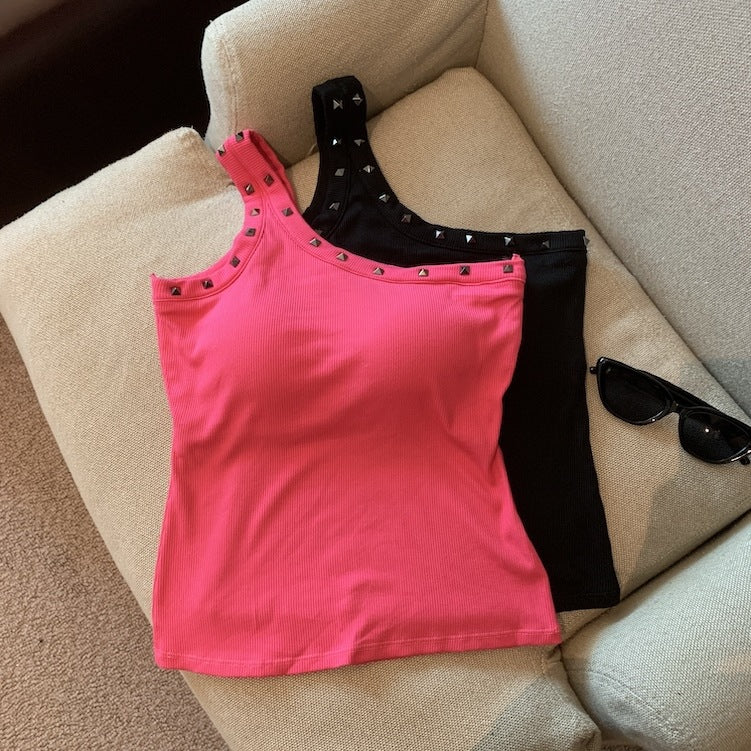 Sexy Oblique Shoulder Strap Sling Sling Vest Women Wearing One Shoulder Design Pics Short Sleeveless Inside The Top