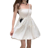 Little Princess Wind Dresses Women's Summer Oceanic French Vintage Relent-Back Suspension Short Skirt