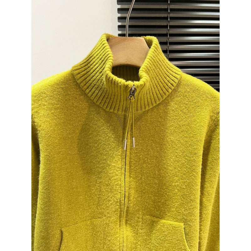 KANING Collar Thick Red Sweater Women's Cardigan High-Necked Autumn And Winter New Lazy Woolen Knitted Knitted Shirt