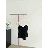 Summer Sweet Spicy Wind Sexy Bow Tsets Tsets Woman Design Feel Shoulder Repair Slimming Short Top