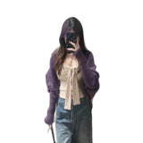 French Lazy Bat Sleeve Purple Sweater Spring Atmosphere Casual Temperament Loose Thin Knit Coat
