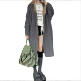 KANING Lazy Wind Long Knitted Cardigan 2026 Autumn New Korean Version Of The Design Sweater Jacket