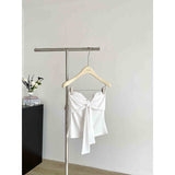 Summer Sweet Spicy Wind Sexy Bow Tsets Tsets Woman Design Feel Shoulder Repair Slimming Short Top