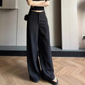 Black Casual Broad-Legged Suit Pants Women's New Large-Size Fat Mm Loose Thin Pear-Shaped Body Straight Pants