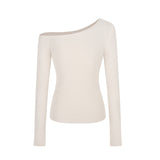 Pure Hot Girl Slimming Thin Shoulder Long-Sleeved T-Shirt Women's Early Autumn Design Feeling Hit-Shirt Student Top