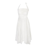 Hanging Neck Embroidered Dress Women 2025 Summer New Waist Temperament Small Design Long Dress