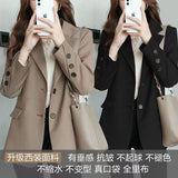 Spring And Autumn 2025 New Women's Casual Small Suit Medium Long Temperament Slim Slim Small Suit Women