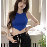 Temperament Sweet Hottie Sexy Sling Vest Women Summer New Design Sense Of Irregular Short Top