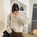 KANING Korean Design Zipper Knitted Cardigan Women's Autumn New Loose Casual Short Sweater Jacket
