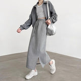 Black Half-Dress Girl Spring And Autumn 2025 New A-Word Long-Term High-Rise High-Waisted Temperament Straight Skirt