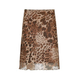 New Babes Leopard-Print Retro Skirt In Temperament Personality Slim Slimming Bag Hip Skirt