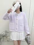 Kaning French Small Fragrant White Knitted Cardigan Women's Autumn 2026 Winter Women's Candy-Colored Sweater Jacket