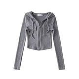 Thick Knitting Pit Hooded Zip-Up Tops Slimy Hottie Hoodie Long Sleeves