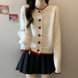 Kanzing Love Button Knitted Cardigan Women 2026 Early Autumn New Lazy Soft Glutinous Sweater Coat Women