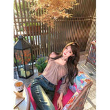 Fashion Retro Sexy Pure Want To Show The Shoulder Long-Sleeved T-Shirt Girl Spring New Slimming Inside The Short Top Tide
