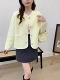 Kaning French Small Fragrant White Knitted Cardigan Women's Autumn 2026 Winter Women's Candy-Colored Sweater Jacket