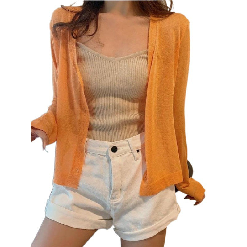 Small Shawl Thin Summer Candy Super Fairy Sunscreen Ice Knitting Outside The Shirt Knitted Summer Temperament Commute
