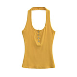 Pure Hot Girl Shell Buckle Neck Vest Button Repair Vest Vest Blouse Summer Women's Clothing