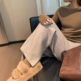 KANING Waffle Knitted Wide-Legged Trousers Women's New High-Rise Thin Tight Trousers In Autumn And Winter 2026