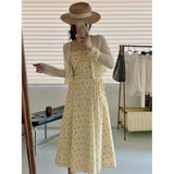 Summer Seaside Holiday Tide 2025 New Summer French High-End Feel Beautiful Temperament Floral Sling Dress Woman