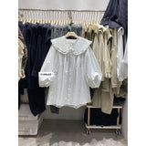 Fat Mm Large Size Women's Plaid Doll Collar Shirt Women 2025 New Retro College Style Loose Age Reduction Shirt Women
