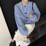KANING Purple Thin Round Collar Knitted Cardigan 2026 Autumn And Winter New Loose Lazy Wind Solid Color Sweater Jacket