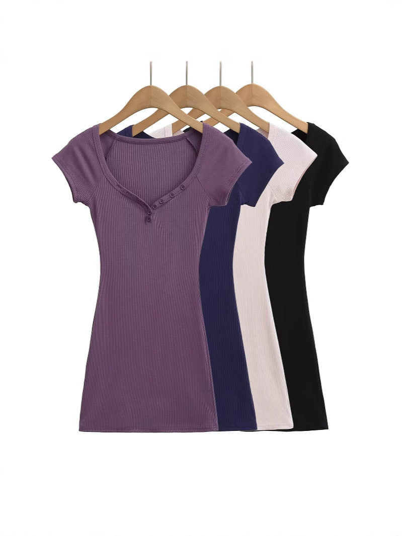 Spice Girls New Solid Color 2025 Summer Babes Heart Collar Thin Ass Hip Dress Skirt