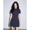 Korean Temperament High-Level Striped Single-D Row Button Dress Women's Summer Waist A Short Skirt