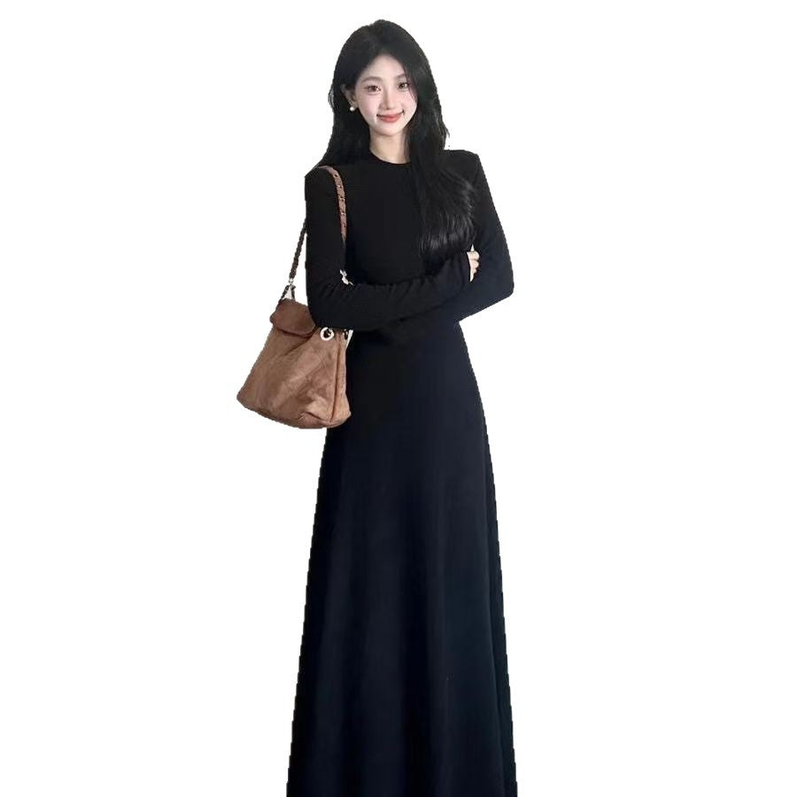 2025 New OLSH Winter Slim Dress Women Thin Plus Waist Temperament Long Dress New