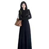 2025 New OLSH Winter Slim Dress Women Thin Plus Waist Temperament Long Dress New