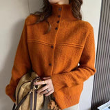 KANING Korean Languishing Collar Solid-Color Knitted Cardigan 2026 Autumn And Winter New Fashion Sweater Jacket