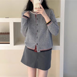 KANING British Collar Knitted Cardigan Women 2026 Autumn New Loose Thin Blouse Sweater Outside