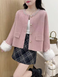 KANING Pink Yangerming Knitted Cardigan 2026 Autumn New Women's Sweater Coat Woman