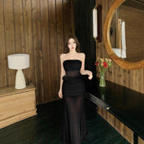 Bright Roses Sexy Perspective Braided Red Dress Femininity Slim Slimy Ass Long Dress