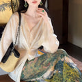 Summer Shirt Long Sleeve Cross-Tling High-Grade Texture Acetic Acid Thin Coat Dress Suit Woman
