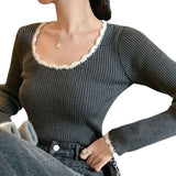 KANING Retro-Colored Bottom-Up Knitted Shirt 2026 Autumn New French Temperament To Wear Sweater Inside