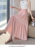 Fashion Folded Lining High Waist Slim Half-Dress Woman Medium Long Slim Slim Cake Dress Girl