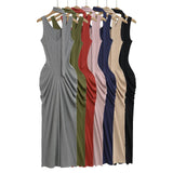 Pure Want To Miss Waist Retro Slim Long Sling Dress Women To Receive Waist Thin Vacation Vest Long Dress Summer