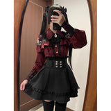 2026 Spring And Autumn New Sweetheart Encounter Dark Production Of Young Girl Shoulder Shirt + High Waist Half Skirt Two Sets