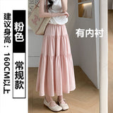 Ins Fashion Folded Lining High-Rise Half-Dress Woman Medium Long Slim Slim Slim Thin Cake Dress Girl